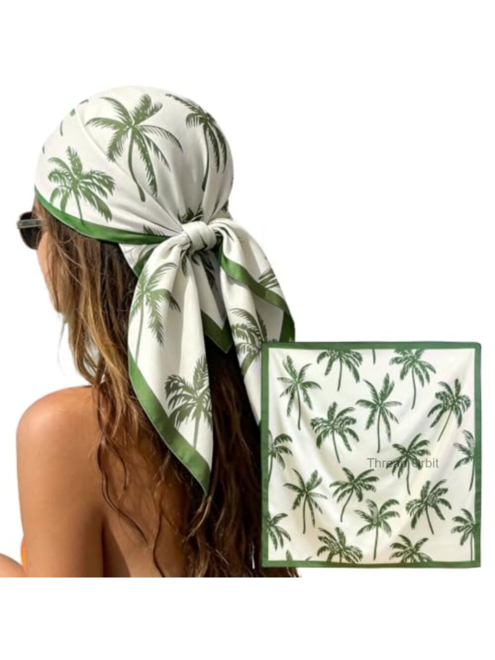 Silk Satin Square Scarf Bandana 25.6in Polyester Hair Wrap